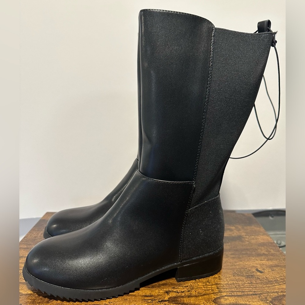 Thereabouts Girls Black Brooklyn Flat Heel Riding Boots NWT Size Big Girls 5